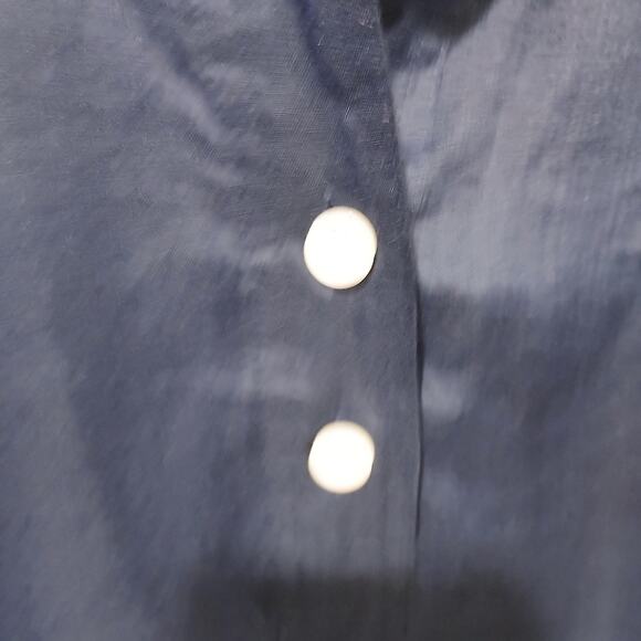 Banana Republic Dress Womens Large Blue Long Sleeve Soft Shirred Ramie Buttons - Picture 4 of 13